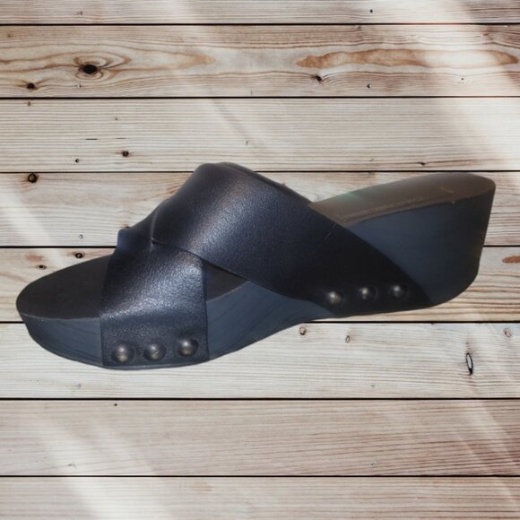 Calvin Klein Jeans Shoes - CALVIN KLEIN JEANS - SIZE 8.5 - YOKIE - Black Wedge Platform Sandals Heels Mules